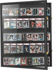 Baseball Graded Sport Card Display Case Large 40 Cards Display Case Wooden Wall Cabinet for Basketball Football Hockey Trading Cards Display Collectibles Souvenirs