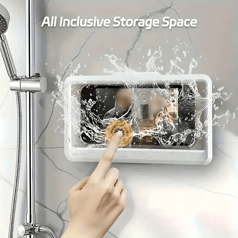 Waterproof Phone Holder for Shower,360° Rotatable Retractable & Adjustable Shower Phone Case, Water Proof Anti Fog,for Watching TV, Listening to Music, and Kitchen