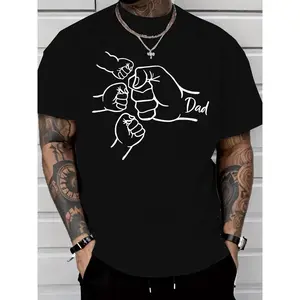 [100% Cotton] Dad of Three Fist Bump Tee – 100% Cotton, Black Short Sleeve, Ideal for Father's Day  Golf Gift T-Shirt For Men and Women