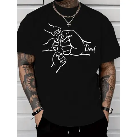 [25% Cotton] Dad of Three Fist Bump Tee – 100% Cotton, Black Short Sleeve, Ideal for Father's Day  Golf Gift T-Shirt For Men and Women