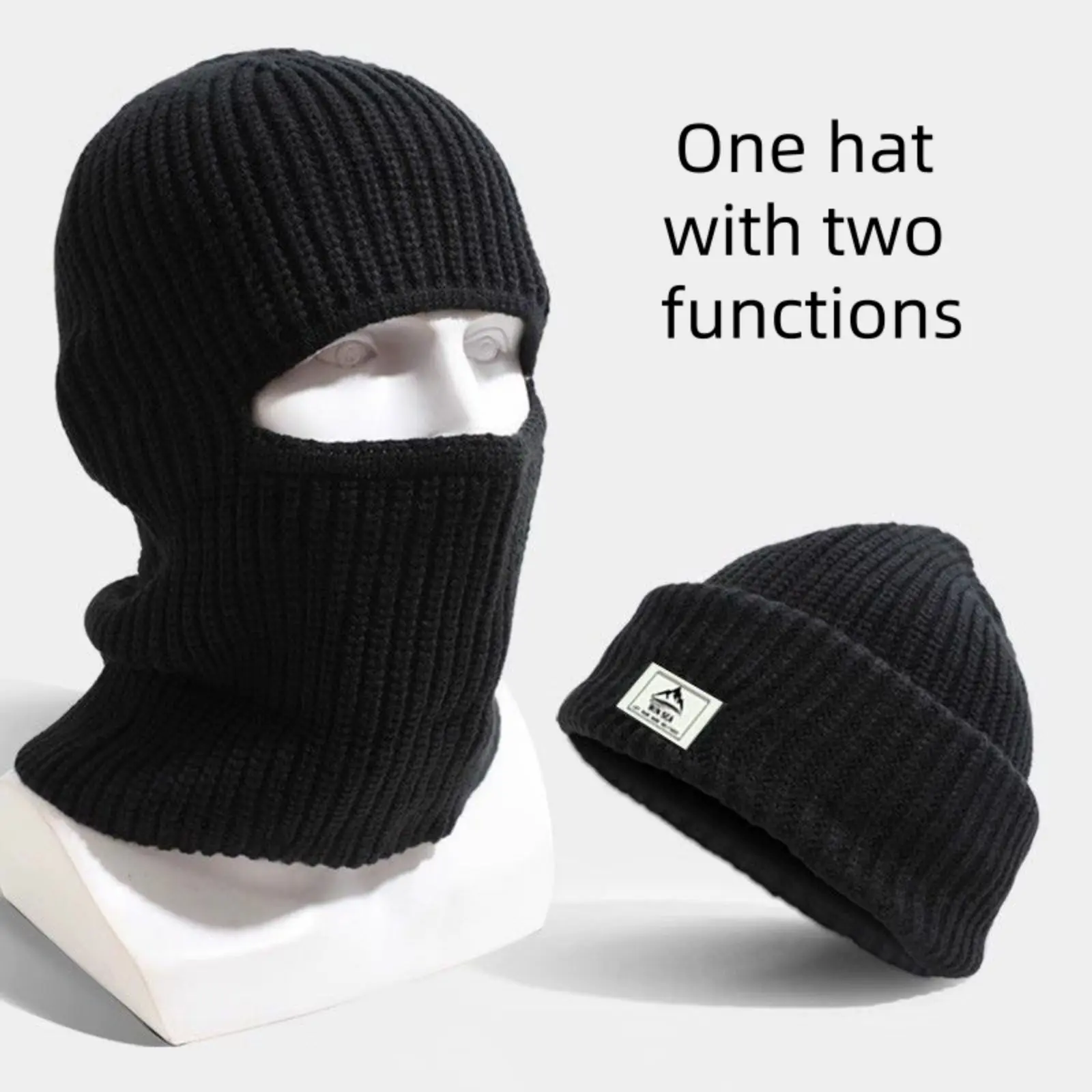 JointlyCreating Balaclava Ski Mask Thermal Knit Beanie Mens Winter Hat 2 in 1 for Motorbike Fishing Running Skiing Soft Warm Windproof Cap