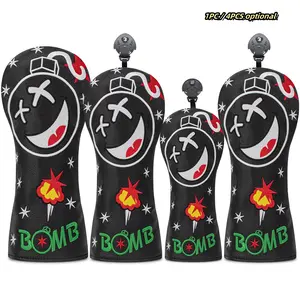 Bomb-Themed Golf Club Cover with Explosive Design, Durable Protective Case with Elastic Band Closure, Ideal Gift for Golfers, Golf Accessory, Halloween