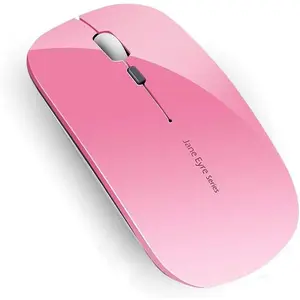 SQ-MUW003 Q5 Slim Rechargeable Wireless Mouse, 2.4G Portable Optical Silent Ultra Thin Wireless Computer Mouse with USB Receiver and Type C Adapter, Compatible with PC, Laptop, Desktop (Pink)