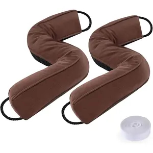2 Packs 38 Inches 2.2LB Weighted Door Draft Stopper Filled with Beads & Cotton, Removable Machine Washable Sound Door Draft Blocker with Anti-Abrasion Bottom for Door, Brown