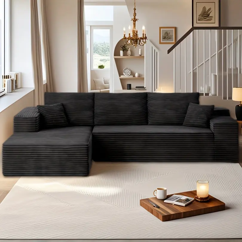 【2 Packages Shipping】106" Oversized Boneless Sectional Couch for Living Room, L Shaped Couch Modular Sectional Sofa with Deep Seat, Comfy Soft Cushions, No Assembly
