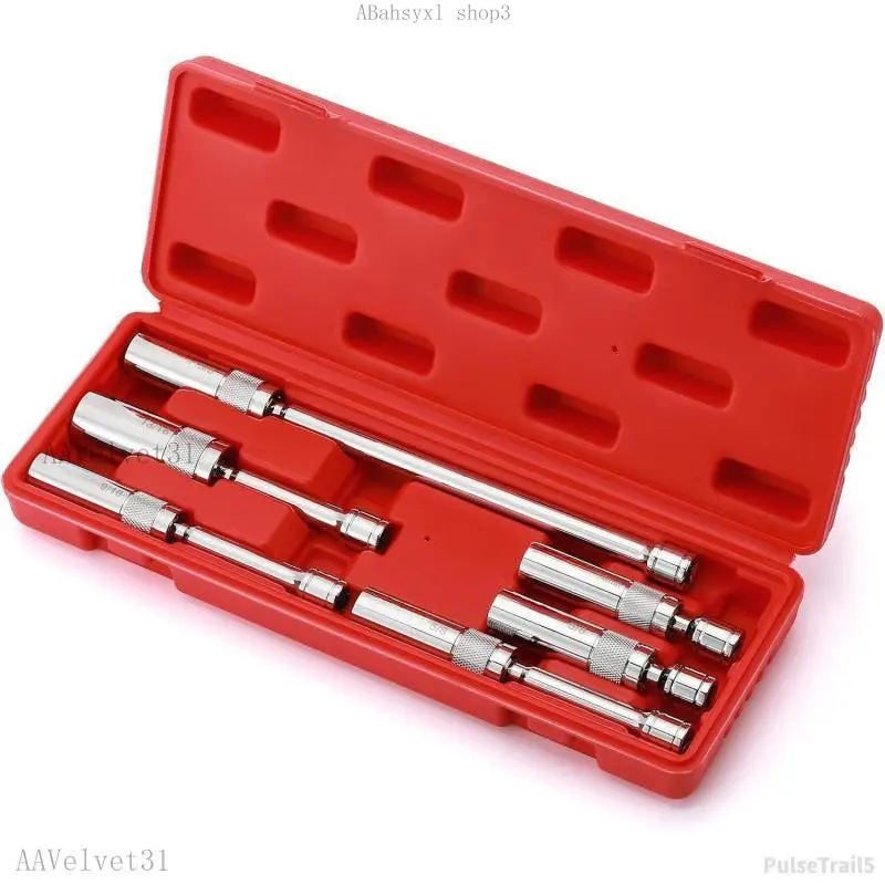 6PCS 3/8-Inch Drive Magnetic Swivel Spark Plug Socket Set, Include 9/16-Inch, 5/8-Inch, 13/16-Inch, 14mm Socket, Length: 4-Inch, 6-Inch, 11-Inch, 12-Point, CR-VPulseTrail5AAVelvet31ABahsyxl shop3