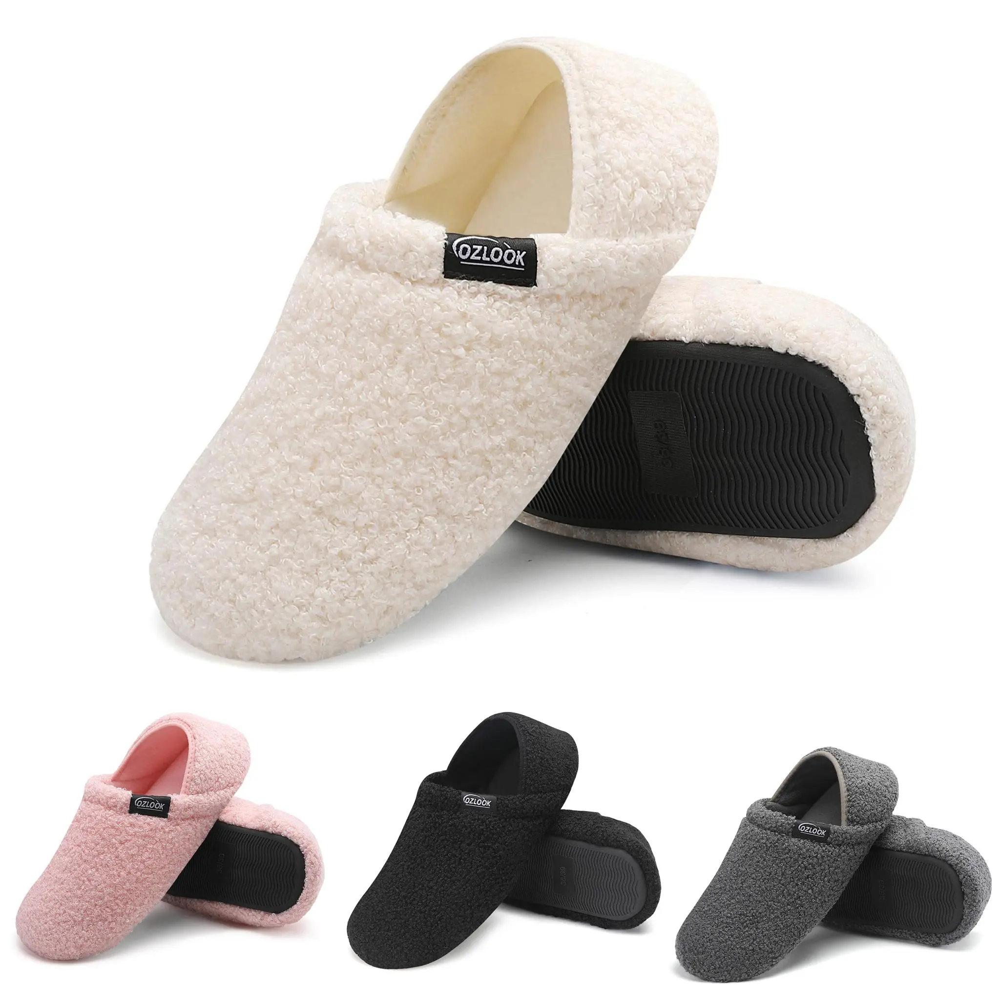 Cozy Plush Fleece Slippers for Women, Indoor Mule Slides with Non-Slip Sole, Lightweight and Portable for Home and Travel, Footwear, Rubber, Mules Slip-Ons, Less Than Ankle, Girl, Shoe, Home Slippers, Indoor Shoes, Warm House Slippers