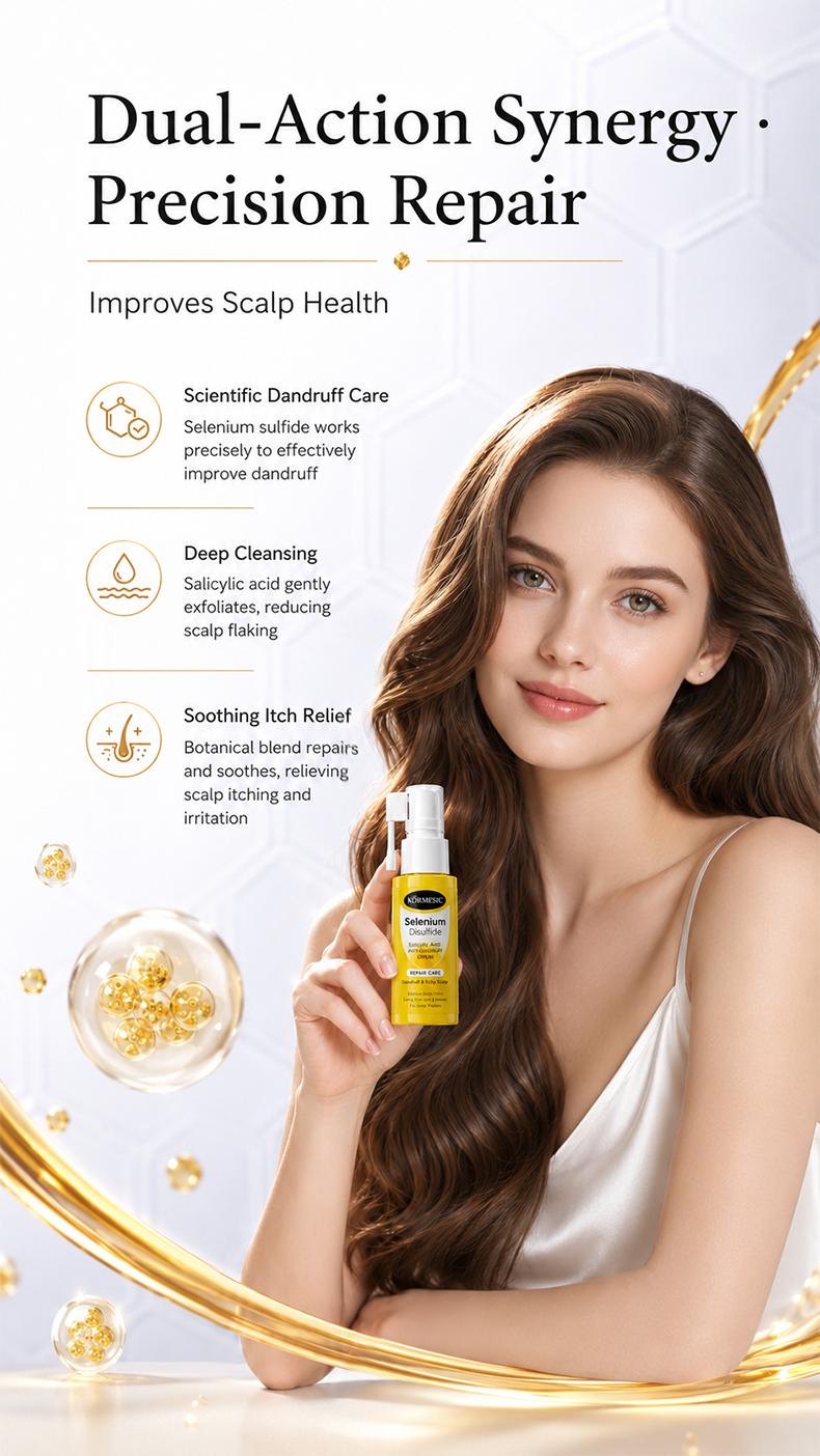 [Buy 1 Get 1 Free] KORMESIC Selenium Disulfide Anti-Dandruff Serum - Haircare Scalp Treatment with Salicylic Acid, Centella Asiatica, Targets Flaky Itchy Skin, Deep Cleanses Oily/Dry Scalp Types