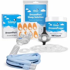 Bleep DreamWay All-in-One PAP Starter Pack Mask-Free CPAP/BiPAP Kit with DreamPorts, DreamPreps, Diffusers, Hose Wrap & Connector Quiet Sleep, 32 Count