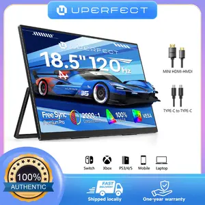 UPERFECT 18.5 inches 120Hz Portable Gaming Monitor 1080P IPS Single Screen Display 100% sRGB Color Gamut Eye-Friendly Design, Ultra-Thin Design Dual Speakers with Built-in Stand Laptop Screen Extender