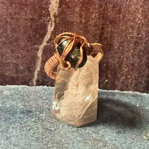 Wire wrapped copper ring w/ stones
