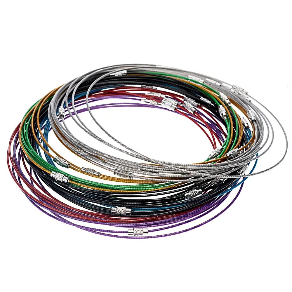 JTV Multicolor Stainless Steel Cable Necklace Approximately 18" in Length Total of 50 Cables