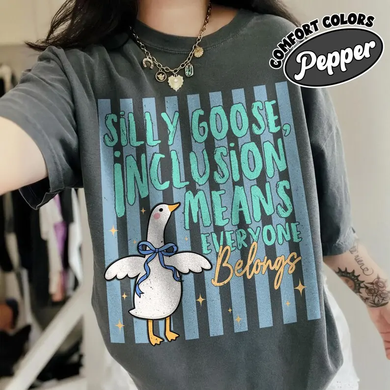 Comfort Colors Inclusion Goose Shirt, Preppy Style T-Shirt, Sped Teacher Gift, School Counselor Top, Autism Awareness Tee