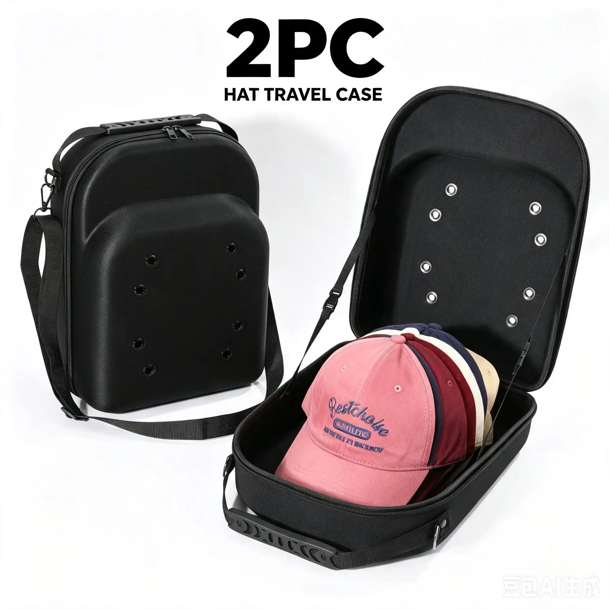 2 PCS Hat Travel Cases for Baseball Caps Premium Hat Storage Carrier Case with Shoulder Strap & Trolley Sleeve Protects Up to 10 Hats for Travel Home Organizer,dorm essentials