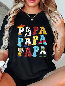 100% Cotton Unisex Funny Story Papa Toy Boy Story Dad Fathers Day Tee For Mens T-Shirt, Printed Round Neck Short Sleeve T-Shirt Top