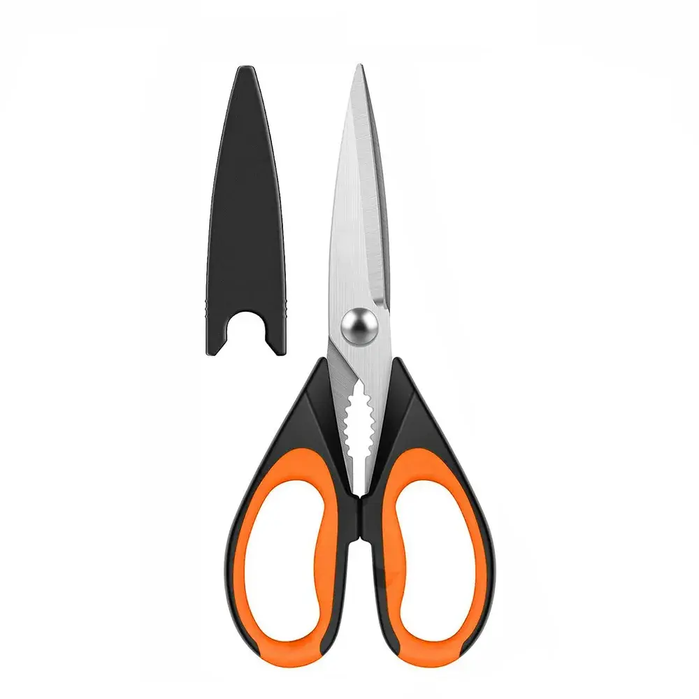 Food-Grade Stainless Steel Kitchen Scissors with Protective Cover, Durable Heavy-Duty Thick Ultra-Sharp Cutting Tool for Chicken Bones, Home Meal Prep, Scissor