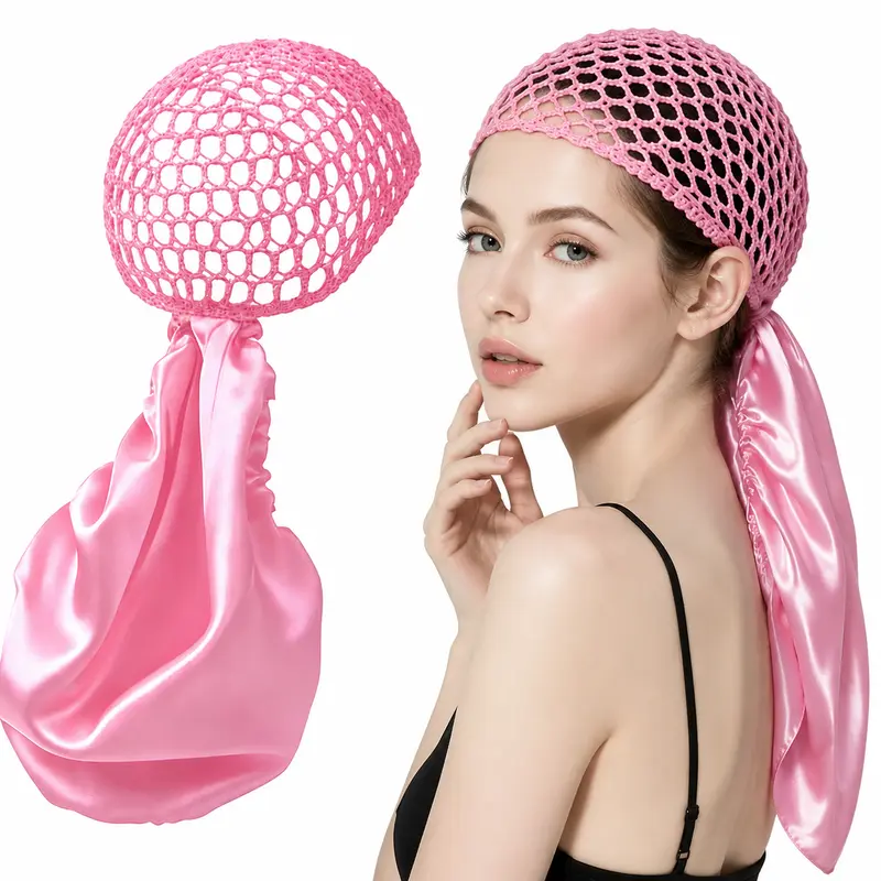 Satin Wrap Shower Bonnet - Adjustable 2-in-1 Reversible Dual-Layer Haircare Shower Cap, Anti-Frizz Protection for Curls & Braids Heatless Styling