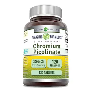 Amazing Formulas Chromium Picolinate Supplement | 200 Mcg | 120 Tablets | Non-GMO | Gluten-Free | Made in USA