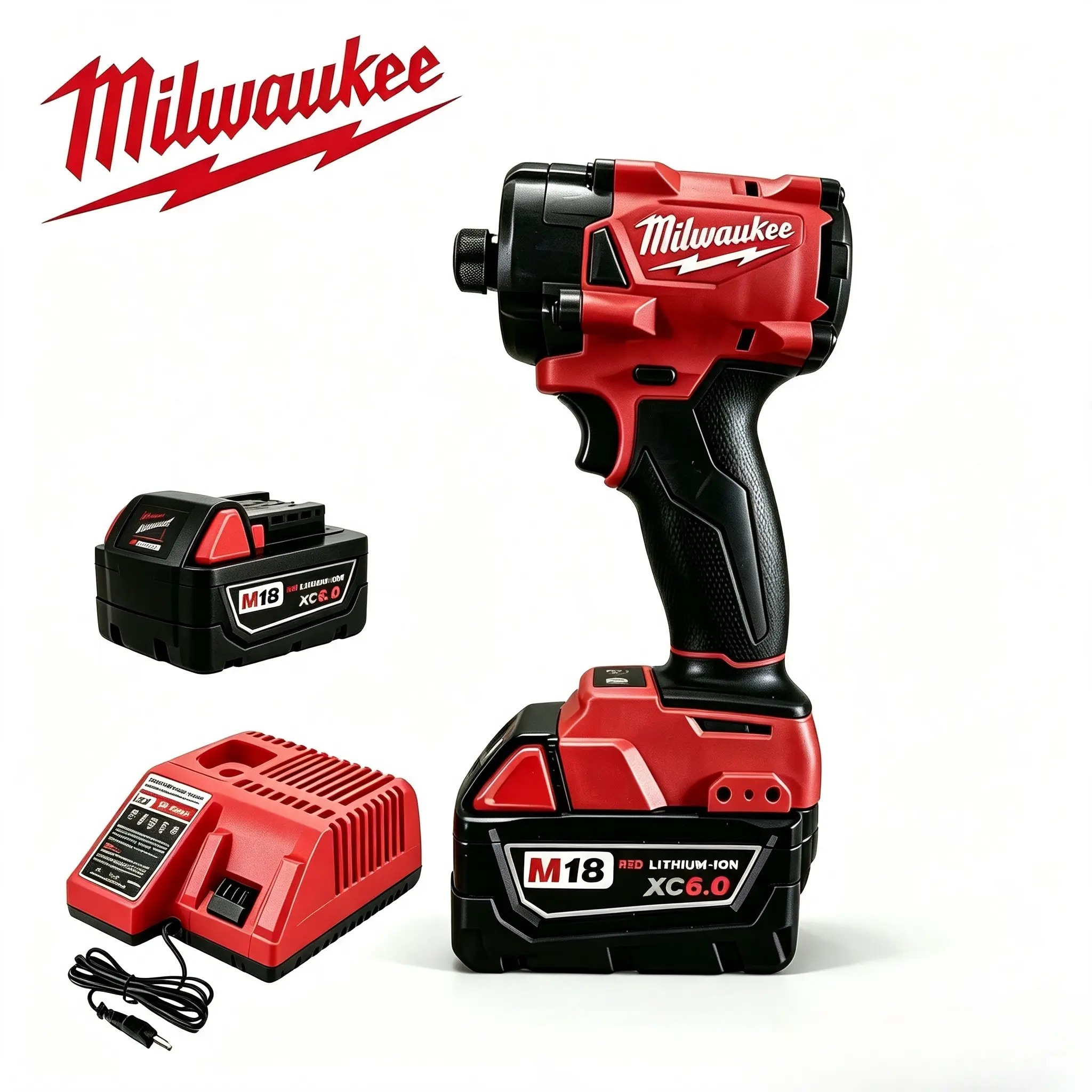 Milwaukee M18 18V 1/4"-Hex Cordless Impact Driver FID3, 300N.m Max Torque, 0-3000 RPM, 0-2600 IPM, Red Lithium-Ion XC6.0 Battery Power Tool for Deck Screwing, Cabinet Assembly