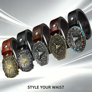 Premium Genuine Leather Cowboy Belt inlaid with turquoise, distinctive boho western design, perfect surprise gift for style lovers