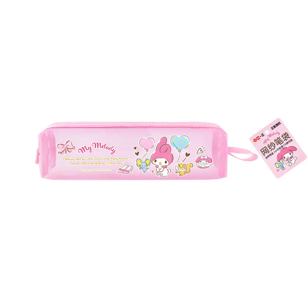 L Sanrio Mesh Pencil Case Cute Cartoon Large-Capacity Stationery Bag
