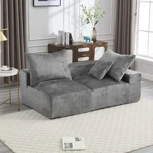 Memory Foam 2-Seater Couch, No Installation & Easy to Transport, Deep Seat Modern Sofa with Chenille Fabric, Couch for Living Room, Bedroom, Apartment, Home Office