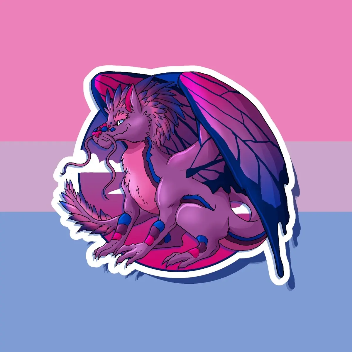 Bisexual Dragon - Pride Dragon Stickers