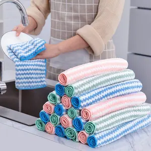 10PCS Reusable Dishwashing Cloth Kitchen Towel Super Soft Absorbent Coral Wool for Washing Dishes, Drying Plates, Kitchen Supplies