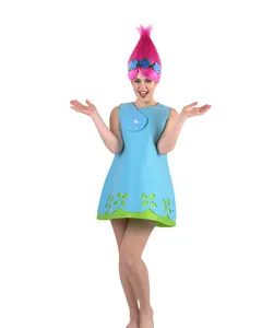 Adult Women's Magical Troll Princess Costume, Deluxe Halloween Costume, Blue Multiple Size