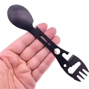 New cross-border 10-in-1 multi-functional outdoor camping survival fork and spoon kitchen multi-functional wrench bottle opener spoon