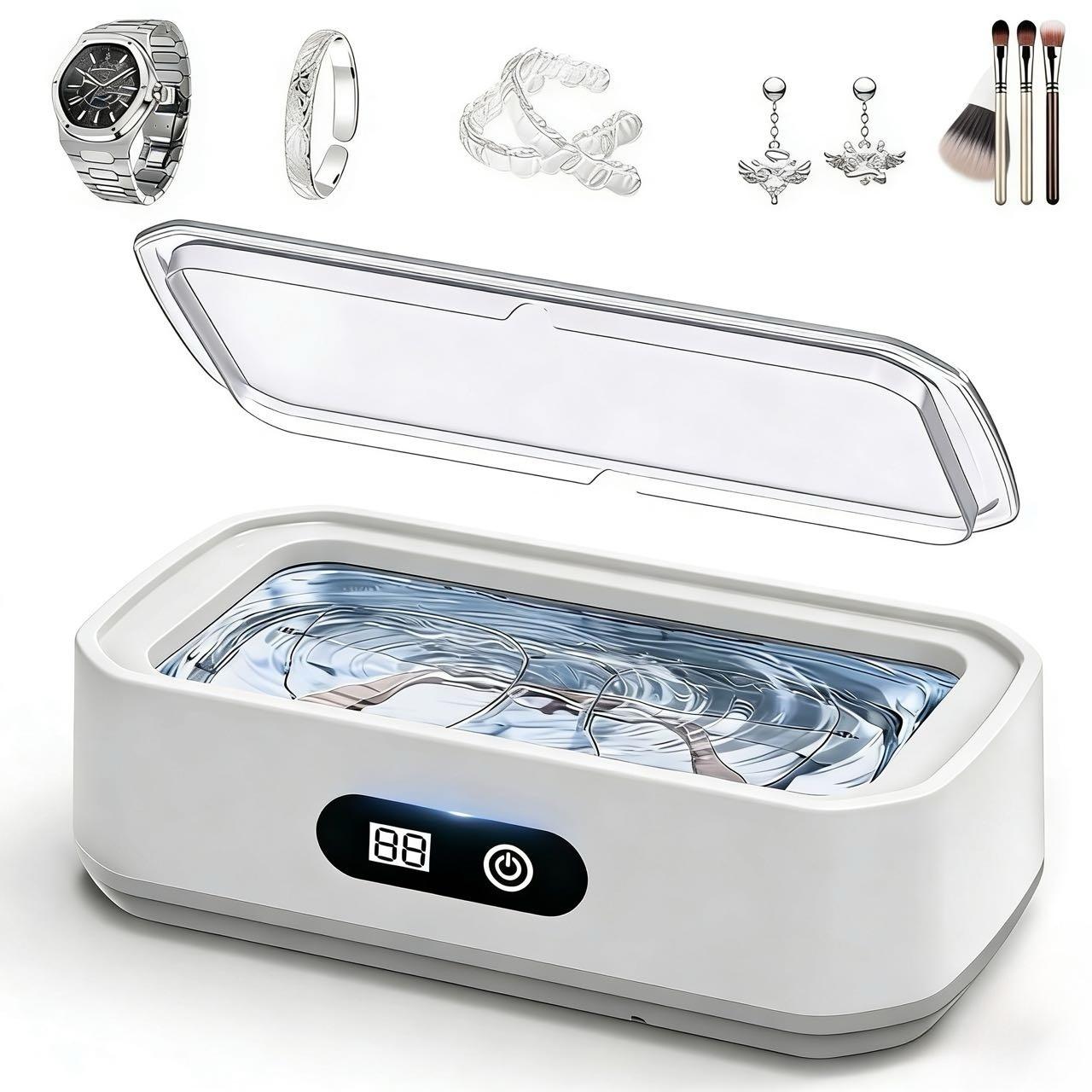 Ultrasonic Cleaner with 304 Stainless Steel Tank, 5 Timer Settings, Deep Cleaning Device for Jewelry, Glasses, Watches, Dentures, Retainers, Coins & Small Metal Parts