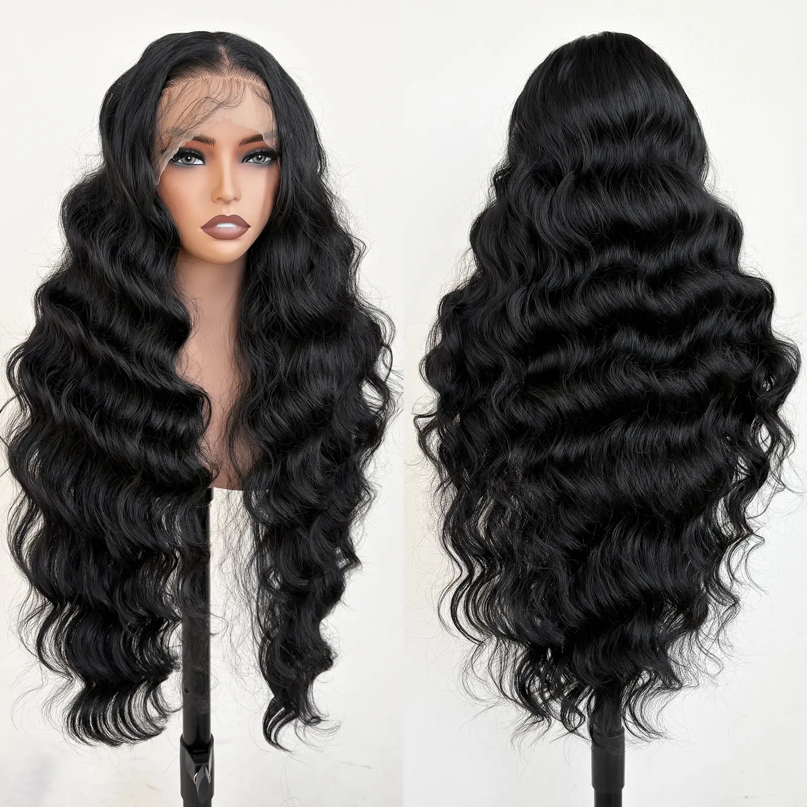 FABÉLLE 32Inch Synthetic Wavy Pre Plucked with Baby Hair Synthetic Fiber   Free Part   13*6 Transparent Lace Frontal Wigs Body Wave Wig For Women Natural Looking   Glueless    Heat Resistant Wear And Go Fit Wig