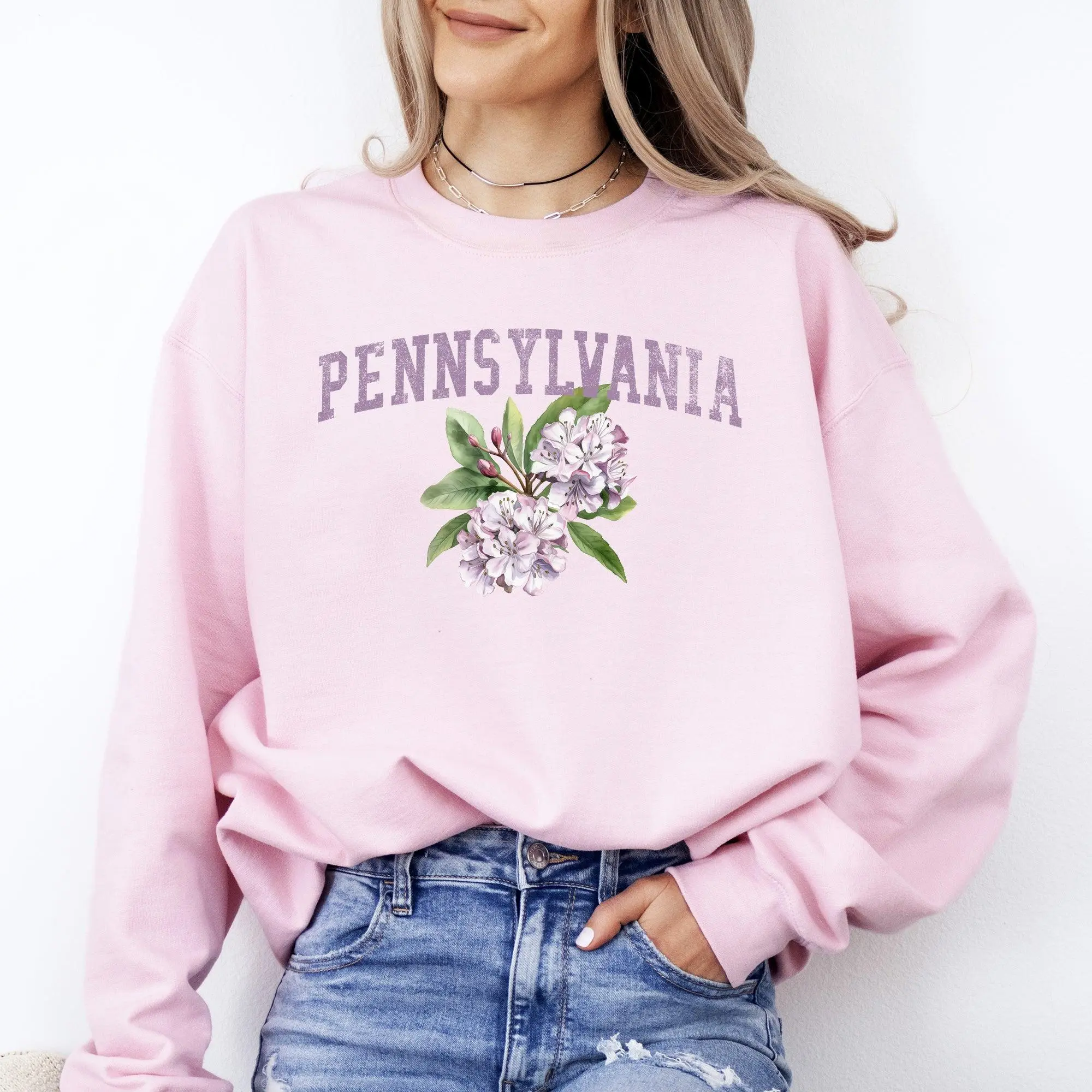 Pennsylvania State Flower Sweatshirt, Crew Neck, Women's, Crewneck