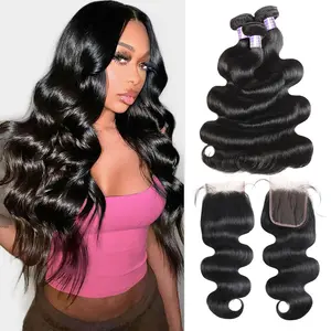 2x6 4x4 Lace Closure With Bundles Body Wave Bundles With Closure Human Hair Bundles With Closure Free Part