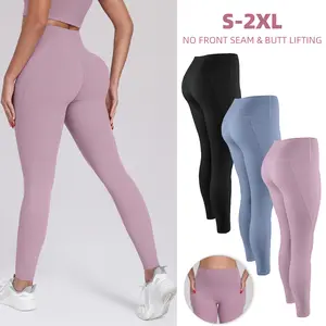 【LOCAL SHIPPING】1/3-PACK NO FRONT SEAM & BUTT LIFTING LEGGINGS with Pockets S-2XL - 2026 New Women's High Waist Tummy Control Leegings with 1'' Elastic Waistband Yoga Wear Fitness Yoga Gym Activewear