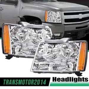 Fit For 07-2014 Chevy Tahoe Suburban 1500 Corner Headlight Assembly Chrome/Clear