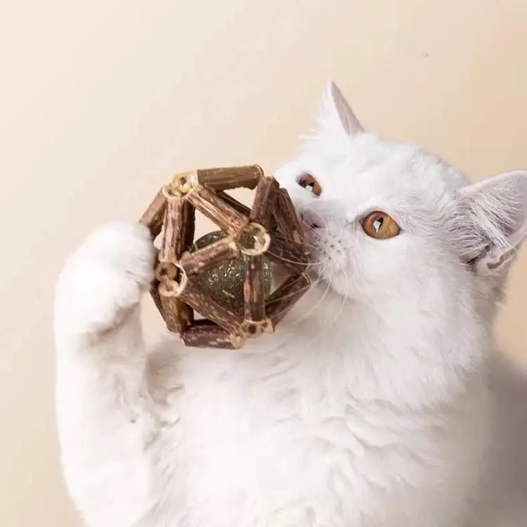 Lovely Caves Assorted Silvervine Stick Cage Ball Cat Chew Toy, Brown