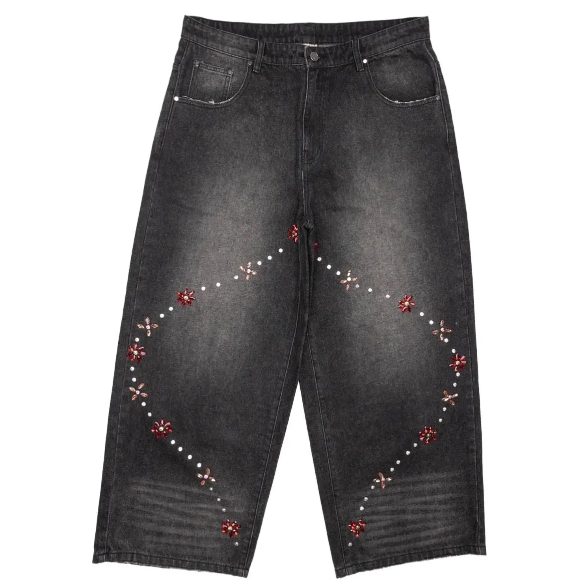 AZVA Flower Crystal Denim Pants - TikTok Shop