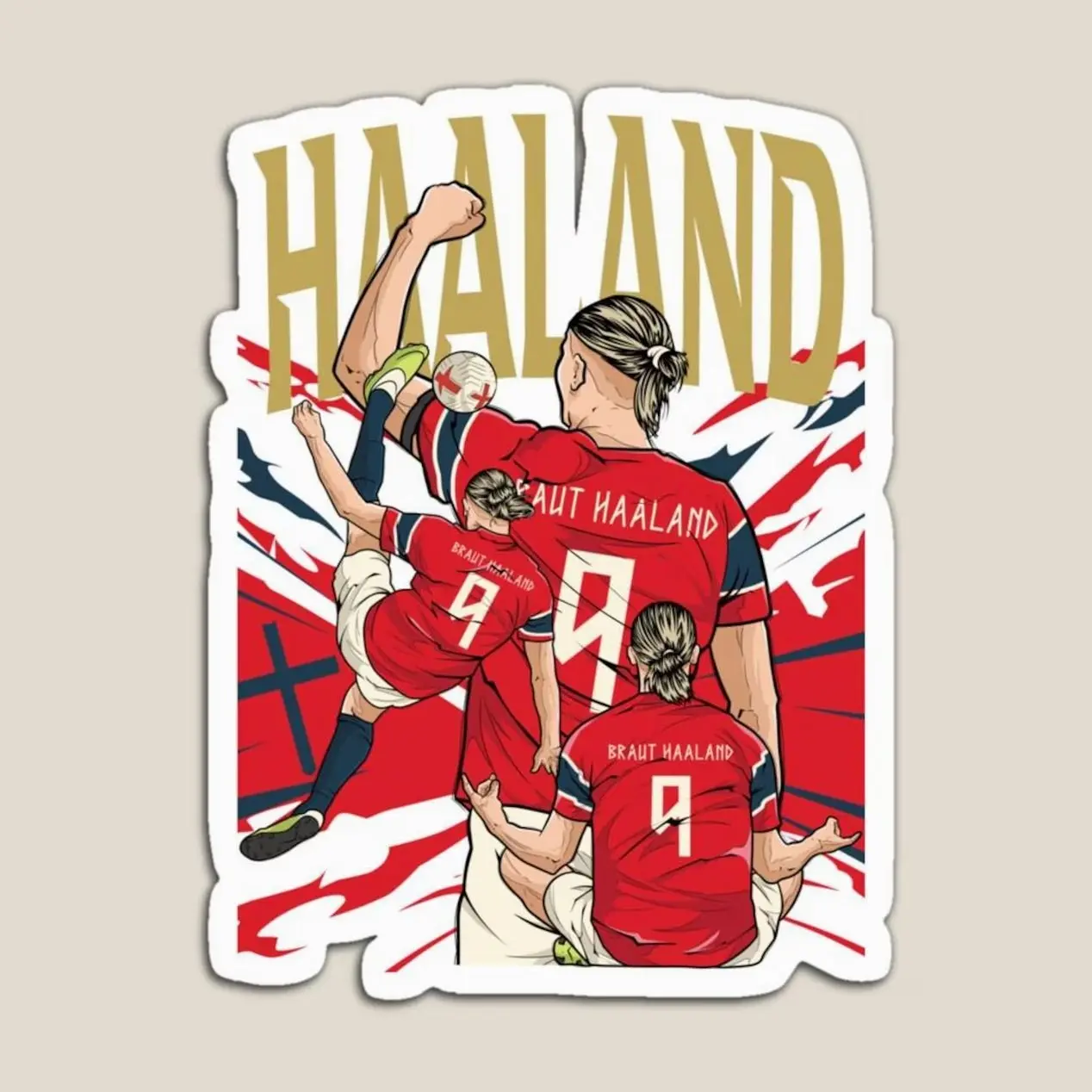 Erling Haaland Cartoon Glossy Sticker Laptop and Phone Decal