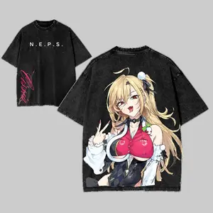 Cissia Zenless Zone Zero Game Glitch Graphic T-shirt Streetwear Oversized Bungie Fan Gift Heavyweight Aesthetic Washed Print Unisex Top