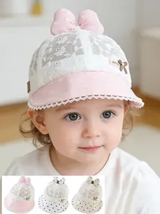 Lace Trim Bow Sun Hat, Cute Floral Fisherman Cap for Girls, Sun Bonnets, Suitable for Outdoor Play, Walking, Travel, Cycling, Ages 1-3