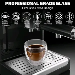 glass double wall espresso cups