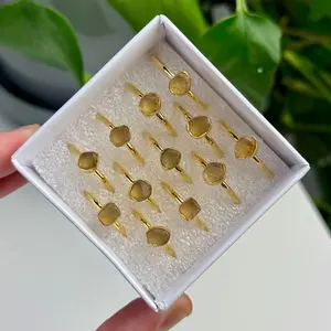 Gold Libyan Desert Glass Rings