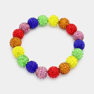 Multicolor Rhinestone Ball Stretch Bracelet | Fun Fashion | 519323