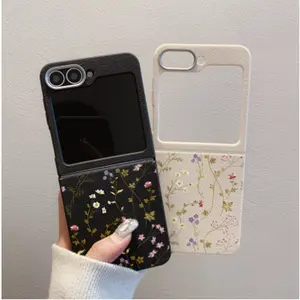Gentle little patterns Phone Case  for Samsung ZFLIP3/ ZFLIP4/ ZFLIP5/ ZFLIP6/ ZFLIP7/ZFOLD3/ZFOLD4/ZFOLD5/ZFOLD6/ZFOLD7 Shockproof Protective Bumper Cute 3D Curly Edge Abstract Heart Pattern Trendy Aesthetic Gift for Women shar