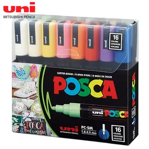 16pcs Japan UNI POSCA Acrylic Markers Set PC-5M POP Poster Graffiti Painting 1.8-2.5mm Quick Drying Waterproof Art Supplies
