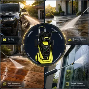 Pressure Washer with Smart Control and 15 Levels of Adjustment, 4500 PSI 2.2 GPM Electric Pressure Washer, Kink Resistant Hose, Quick Connect Fittings and Soap Tank for car, home, driveway, patio, fence, sidewalk, balcony, furniture Cleaning