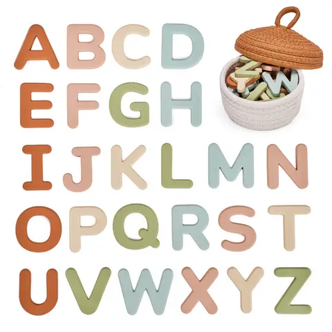 JoyCat Soft Silicone Magnetic Alphabet Magnets for Fridge, 26 Uppercase 2.05x2.05in 2.05” Square ABCs, Secure Embedded Magnetism, Waterproof Surface, Reusable Linen Box, Preschool Learning Toy for Children 3 and Above, Birthday Gift
