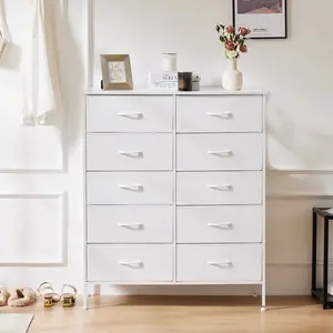 edx 10 Drawer Fabric Dresser for Bedroom, Chest of Drawer Organizer Storage Cabinet for Closet, Entryway
