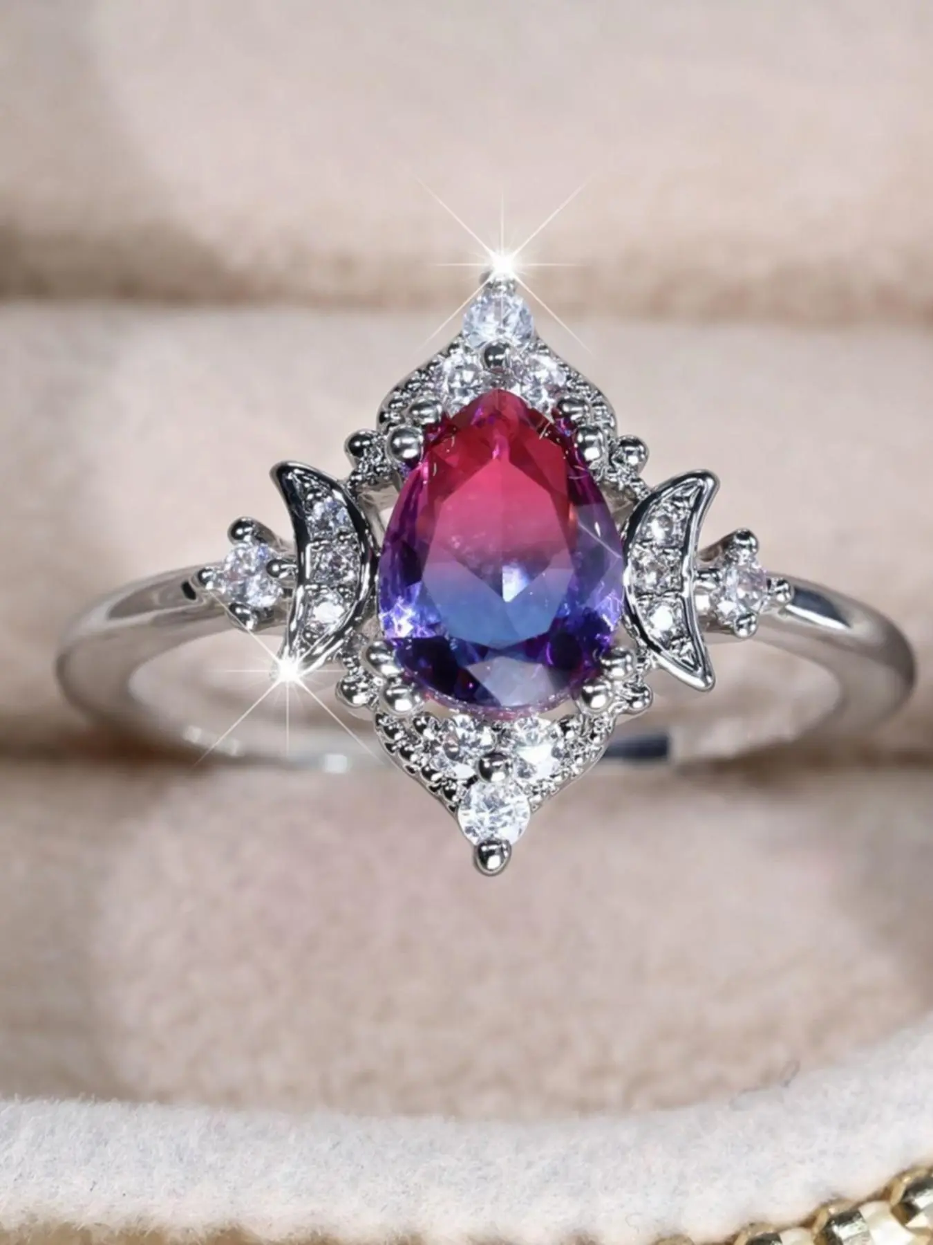 Luxury Artificial Zircon Crown Shaped Ring, Elegant Rhinestone Decor Jewelry for Women, Gorgeous Fashion Accessories for Party, Daily Clothing Decor, Artificial Zircon Rings, Beautiful Rings